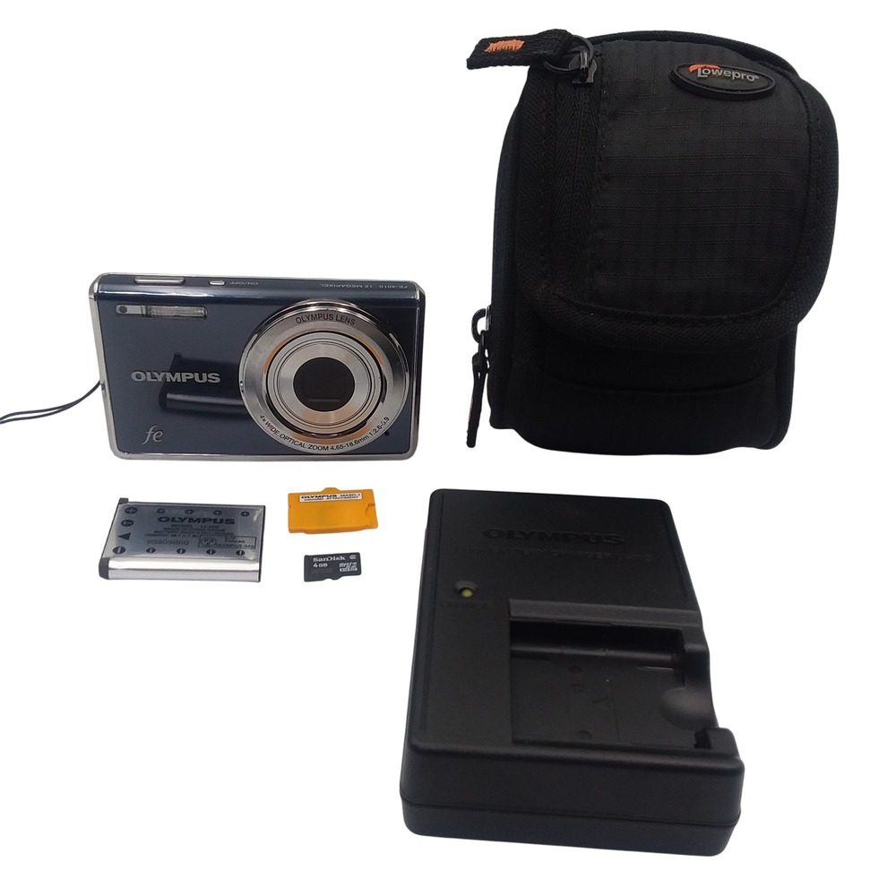 Olympus FE-4010 Digital Camera 12MP 4x Zoom Battery Charger Case‎ Tested Working